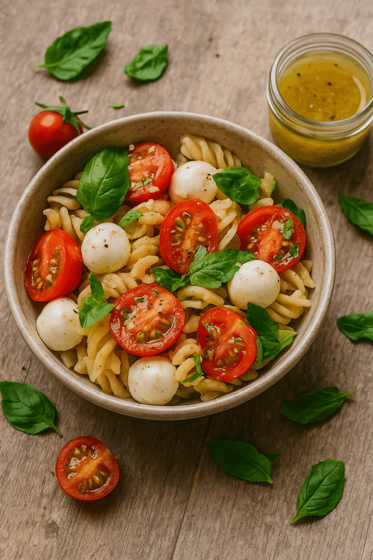 Nudeln Tomate-Mozzarella Bowl